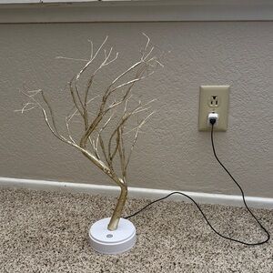 Gold tree LED desk lamp whimsical dorm home decore